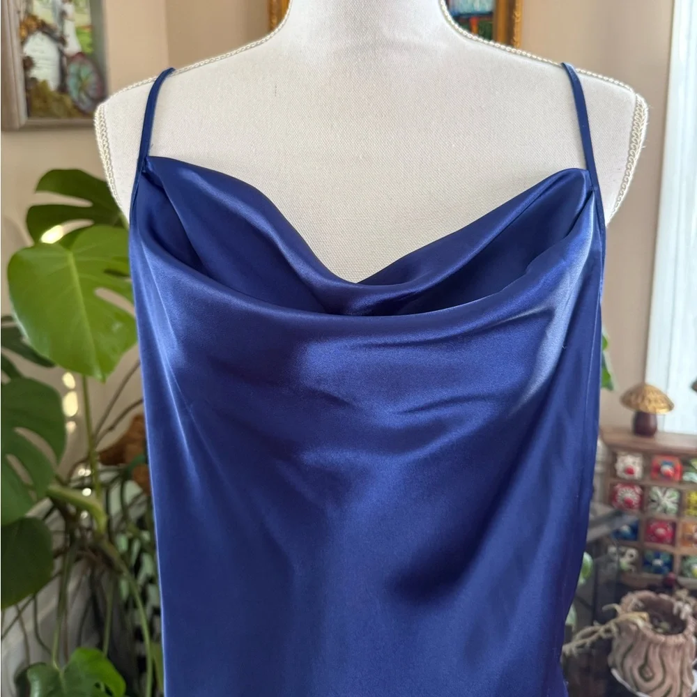 Vintage Bebe Royal Blue Satin Slip Dress - Picture 2 of 6